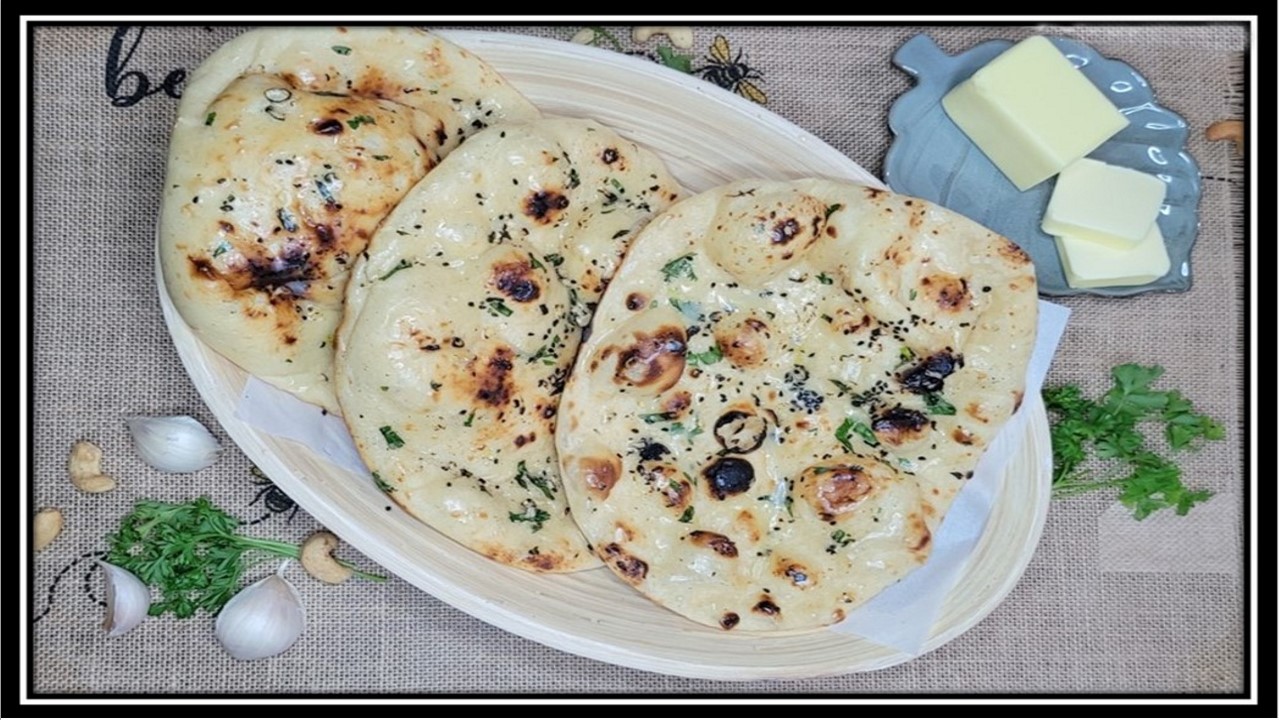 Garlic Butter Naan [No Yeast, No Tandoor, No Oven]